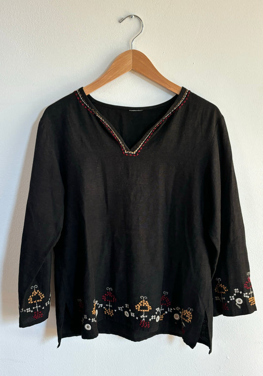 Vintage 70s Embroidered Tunic | Size S